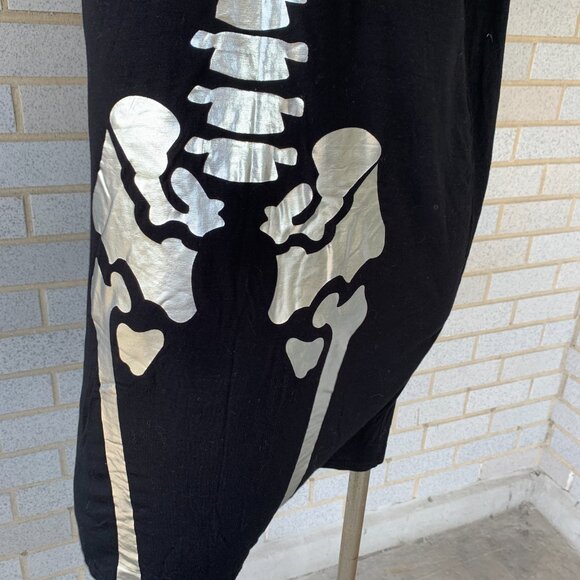 PRETTYLITTLETHING BLACK Skeleton Holographic T SHIRT DRESS SIZE 12 RAYON - Picture 9 of 13
